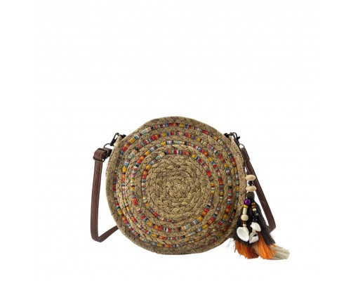 Bolso De Hombro Rafia Paja